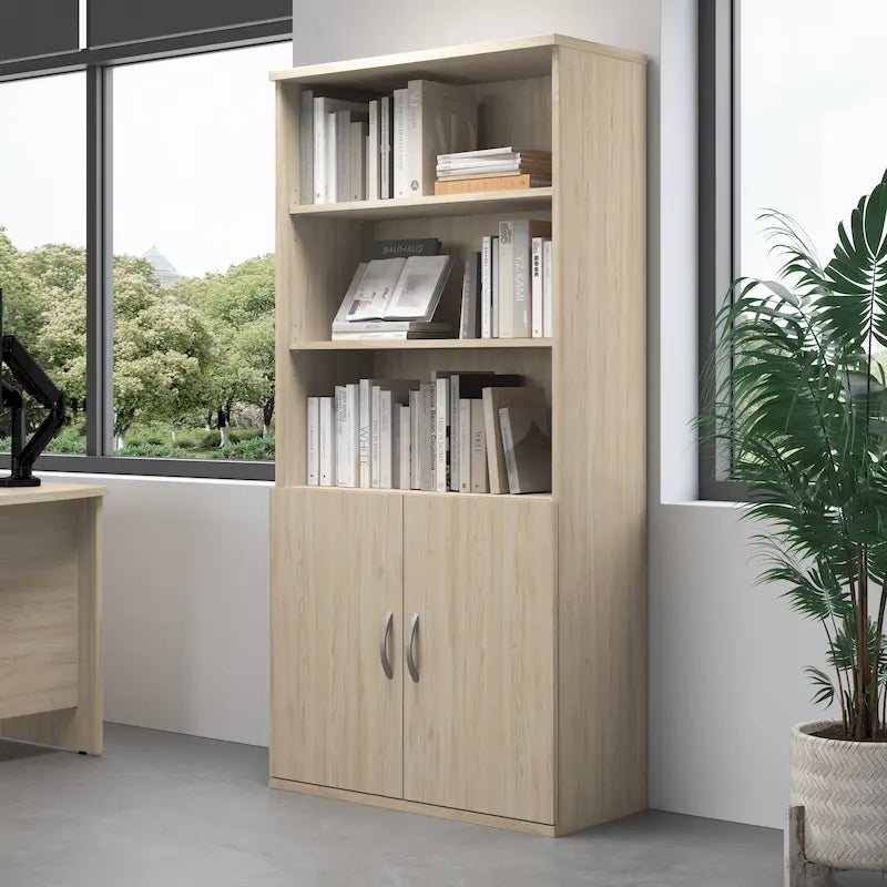 Bibliothèque à 5 étagères avec portes