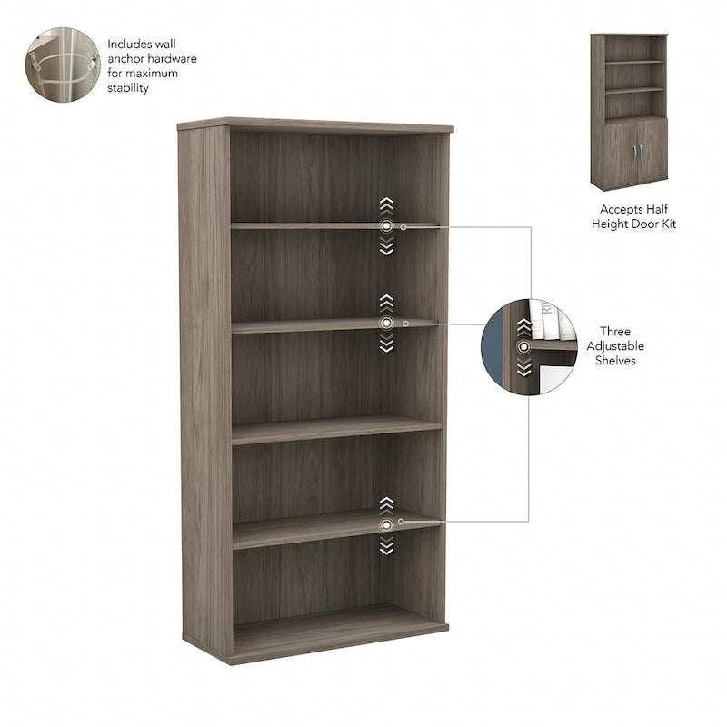 Studio C 5 Shelf Bookcase with Doors by Bush Business Furniture
