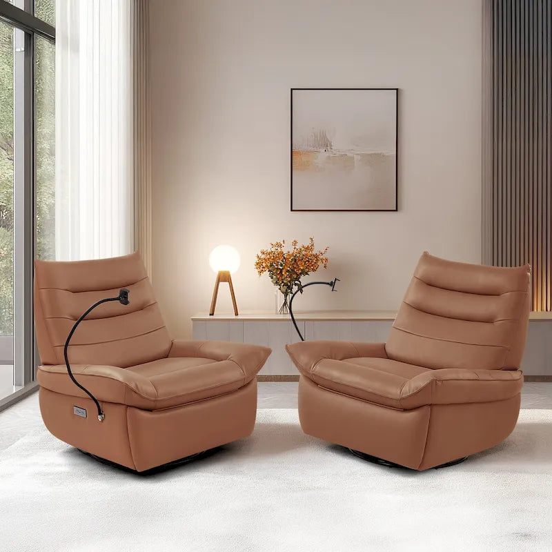 Fauteuil inclinable électrique rembourré en cuir pour le salon (Lot de 2)