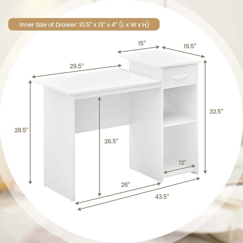Costway Computer Desk with Drawer Modern Laptop PC Desk with