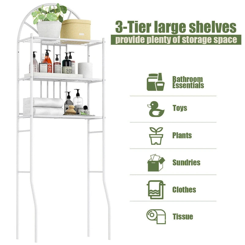 Costway 3 Shelf Over The Toilet Bathroom Space Saver Towel Storage
