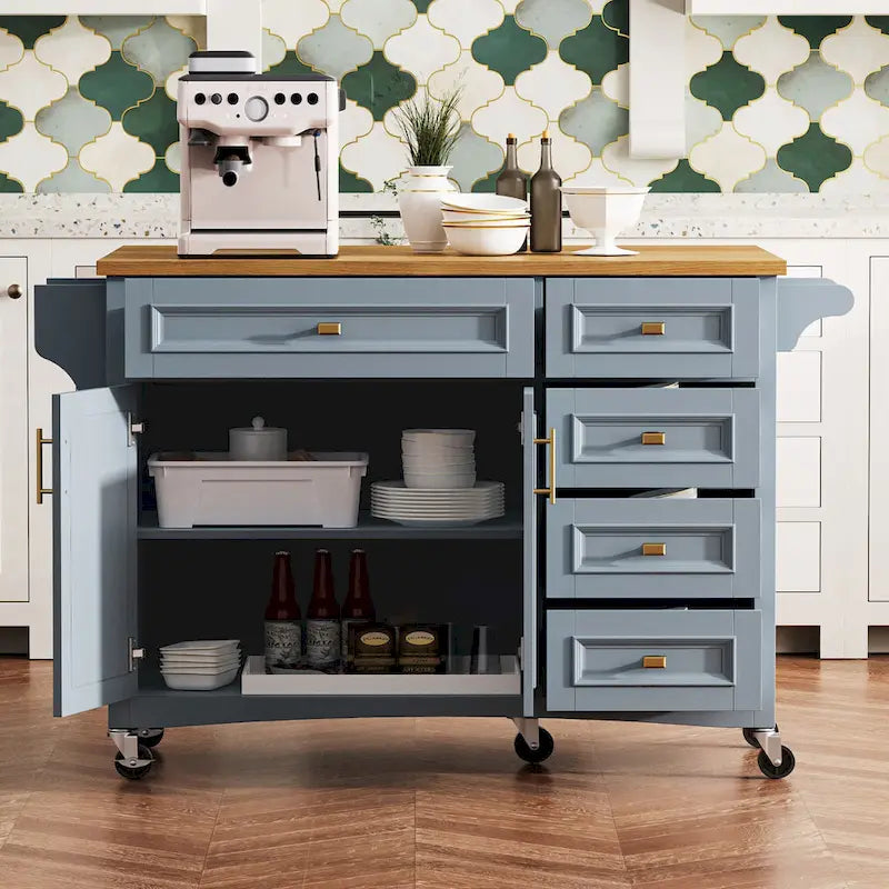 52 Kitchen Island With Drop Leaf(no include stool)