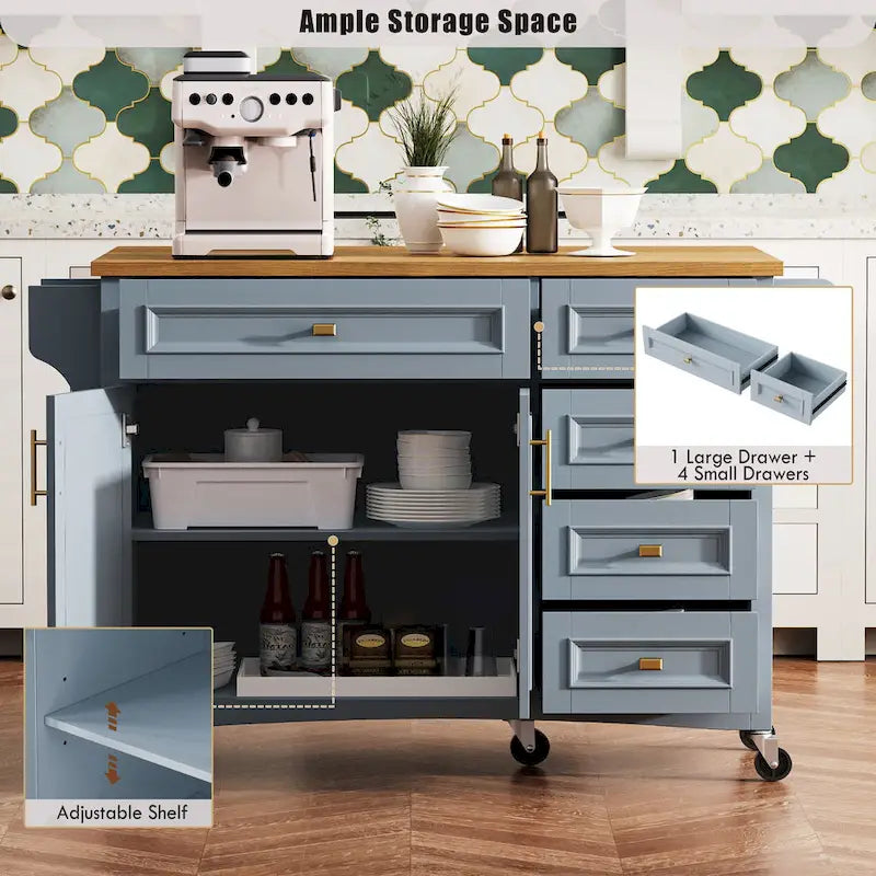 52 Kitchen Island With Drop Leaf(no include stool)