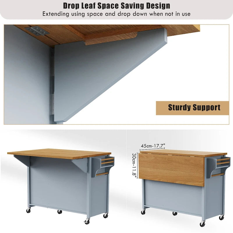 52 Kitchen Island With Drop Leaf(no include stool)