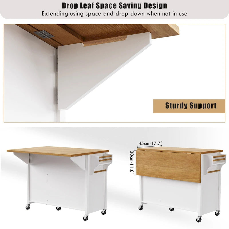 52 Kitchen Island With Drop Leaf(no include stool)