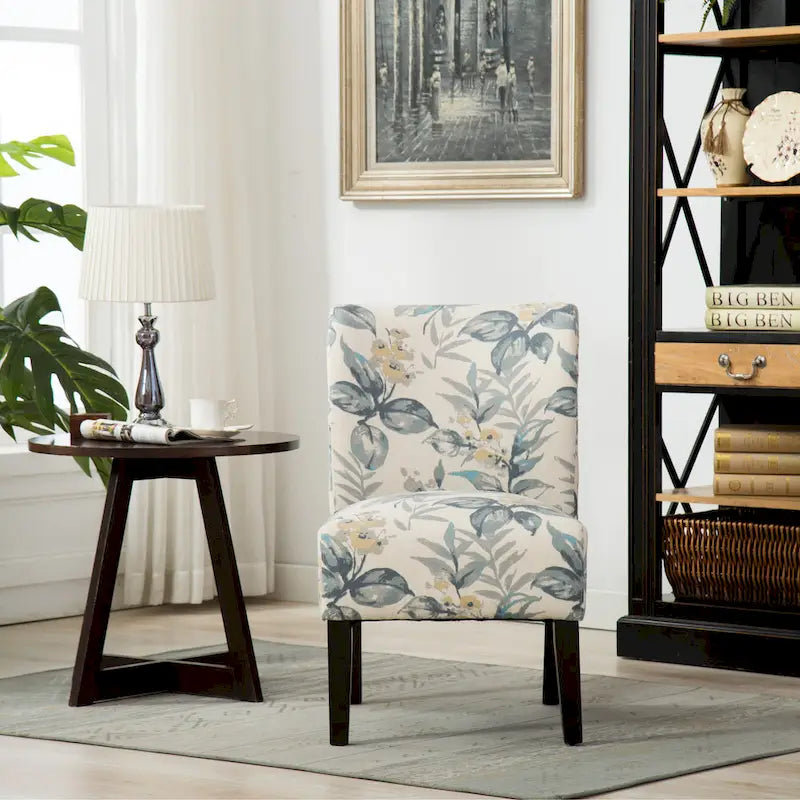 Blue Leaves 29.13 Upholstered Accent Chair