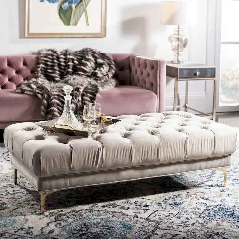 SAFAVIEH Rennie Navy/ Brass Tufted Rectangular Bench - 54 x 27 x 16 - 54Wx27Dx16H