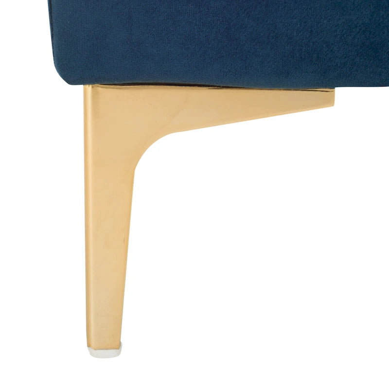 SAFAVIEH Rennie Navy/ Brass Tufted Rectangular Bench - 54 x 27 x 16 - 54Wx27Dx16H