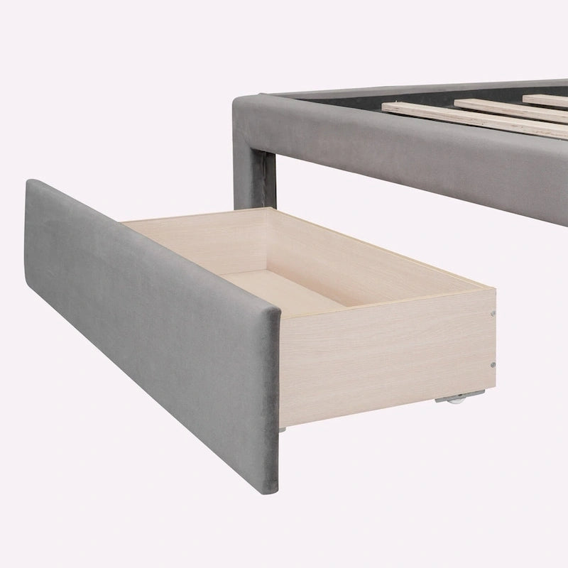 Full Size Storage Bed Velvet Upholstered with a Big Drawer