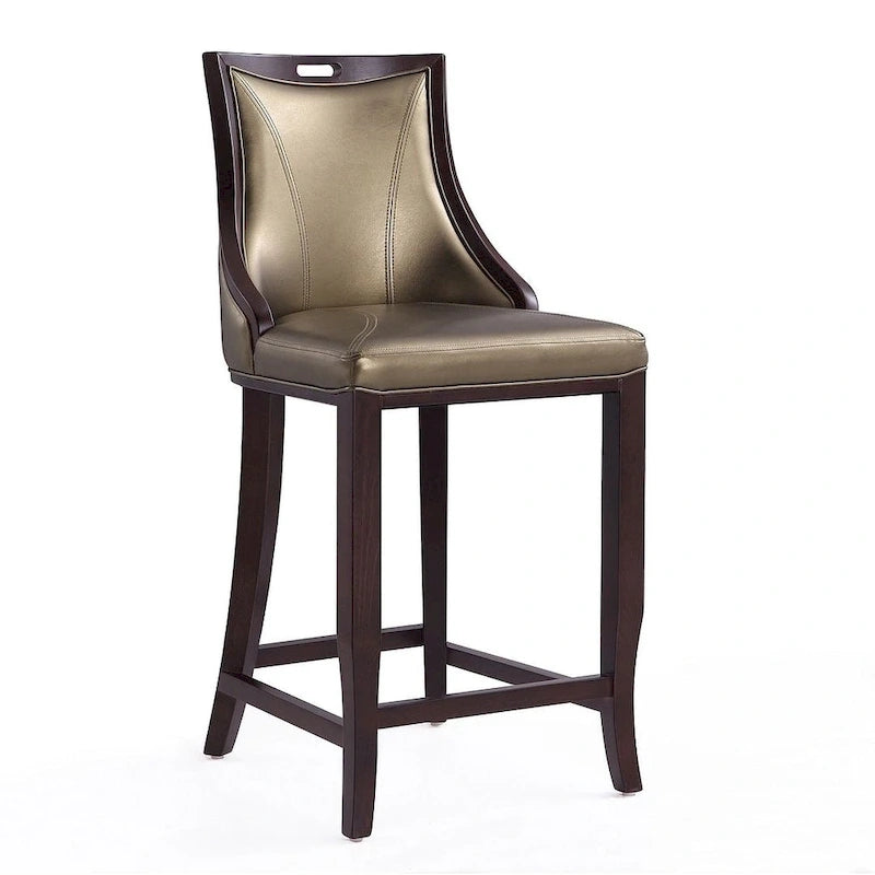 Manhattan Comfort Emperor 41 in. Walnut Beech Wood Bar Stool (Set of 3)