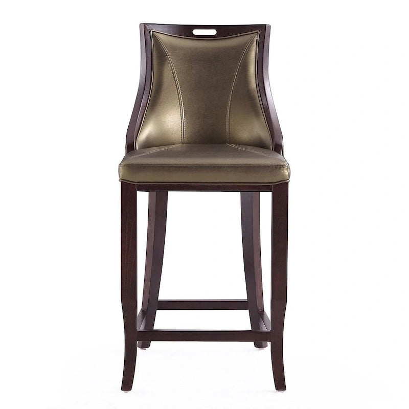 Manhattan Comfort Emperor 41 in. Walnut Beech Wood Bar Stool (Set of 3)