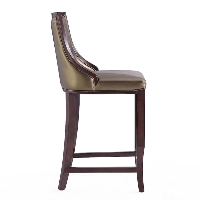 Manhattan Comfort Emperor 41 in. Walnut Beech Wood Bar Stool (Set of 3)