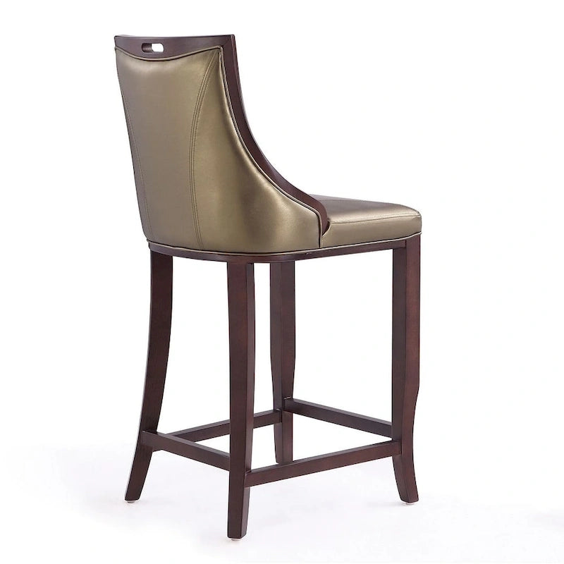 Manhattan Comfort Emperor 41 in. Walnut Beech Wood Bar Stool (Set of 3)