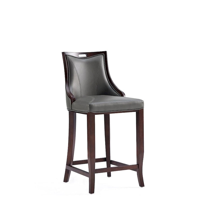 Manhattan Comfort Emperor 41 in. Walnut Beech Wood Bar Stool (Set of 3)