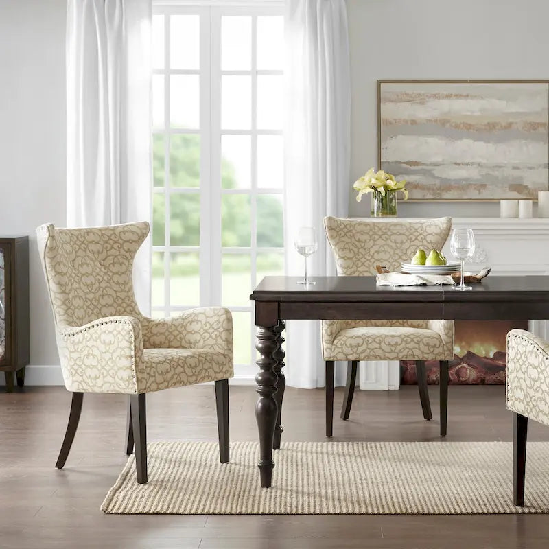 Madison Park Jenn Tan Arm Dining Chair (Set of 2) - 25w x 26.5d x 39.75h(2)