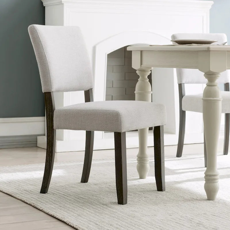 Leick Home Upholstered Back Dining Chair with Wood Base Set of 2