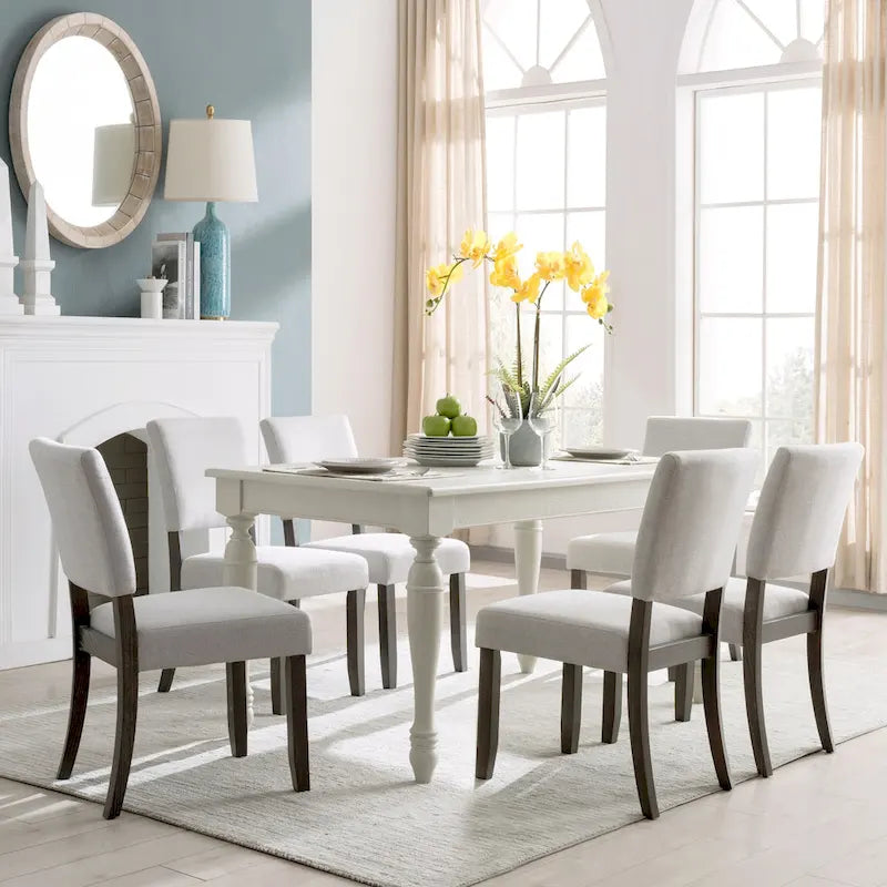 Leick Home Upholstered Back Dining Chair with Wood Base Set of 2