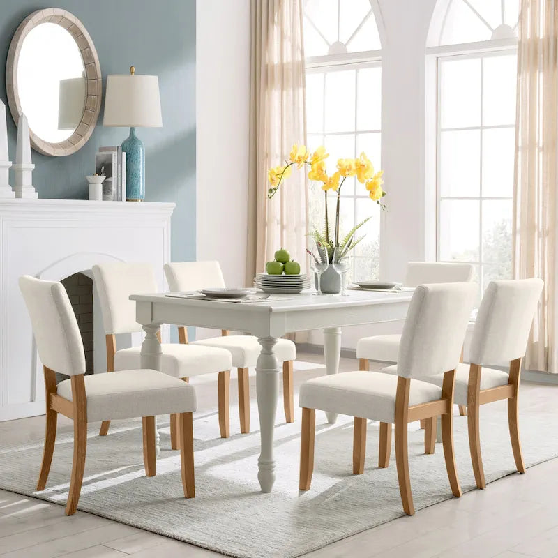 Leick Home Upholstered Back Dining Chair with Wood Base Set of 2