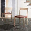 SAFAVIEH Myrle Leather Dining Room Chair (Set of 2) - 18.5 W x 20 L x 31.5 H - 19Wx20Dx32H