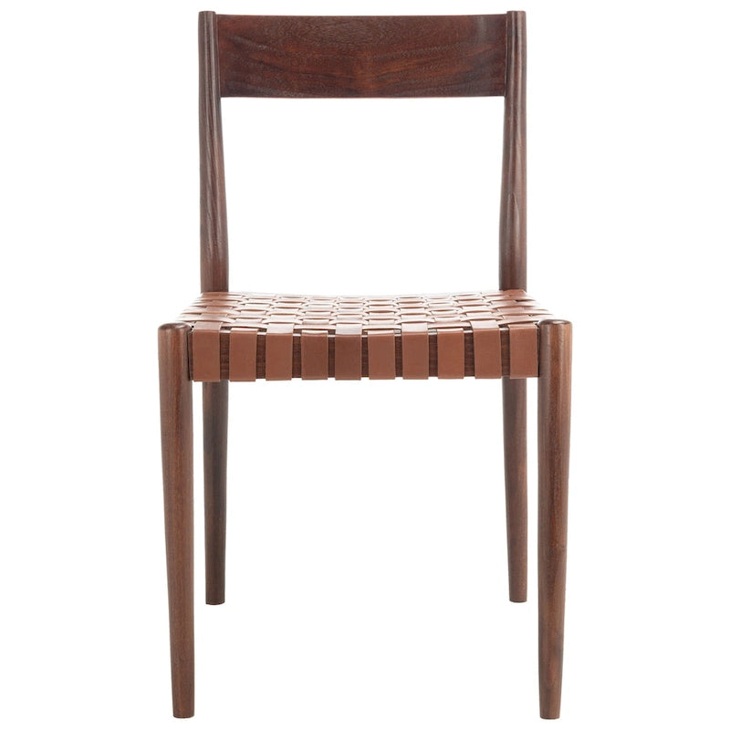 SAFAVIEH Myrle Leather Dining Room Chair (Set of 2) - 18.5 W x 20 L x 31.5 H - 19Wx20Dx32H