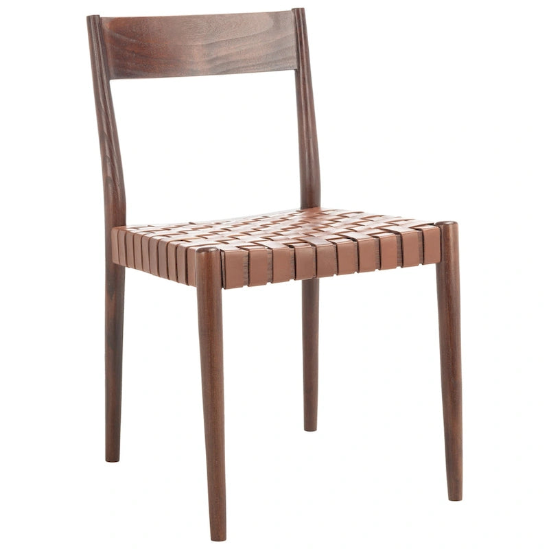 SAFAVIEH Myrle Leather Dining Room Chair (Set of 2) - 18.5 W x 20 L x 31.5 H - 19Wx20Dx32H