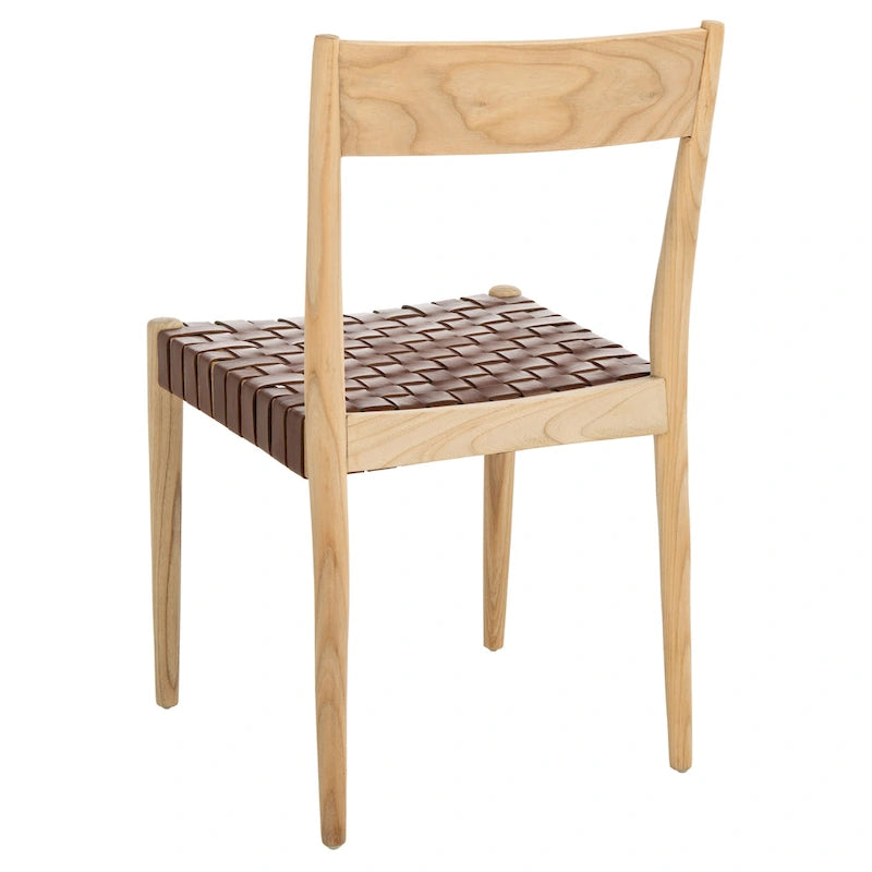SAFAVIEH Myrle Leather Dining Room Chair (Set of 2) - 18.5 W x 20 L x 31.5 H - 19Wx20Dx32H