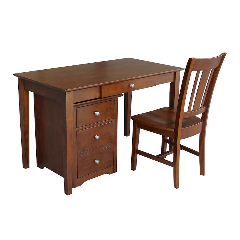 Classeur à deux tiroirs avec bureau et chaise