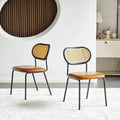Modern Simple Leather Dining Chair with Metal Pipe and PP Back