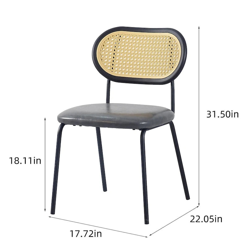 Modern Simple Leather Dining Chair with Metal Pipe and PP Back