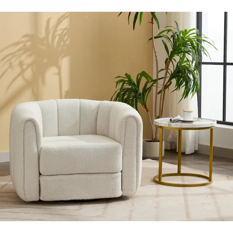Swivel Teddy Accent Barrel Chair